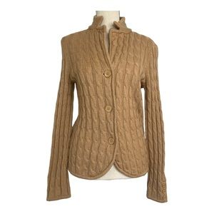 Cable Knit Wool Sweater Cardigan Size Medium Petite